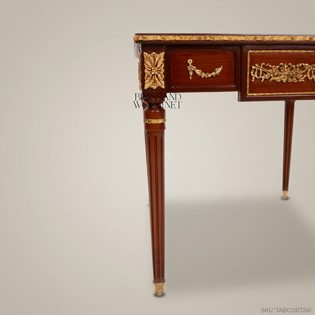 Classic Side Table - Turned Wood & Brass