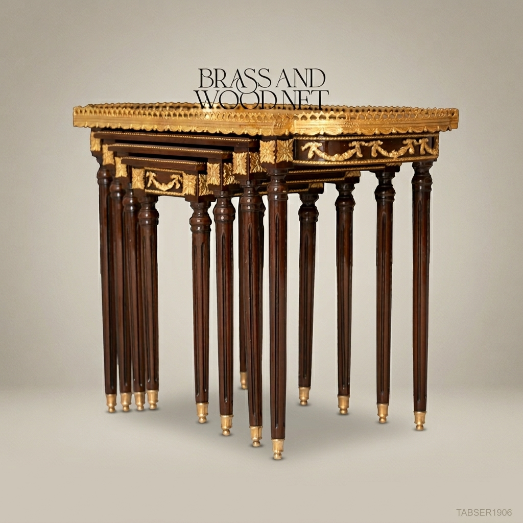 Brown Nesting Serving Table Set - Model 5