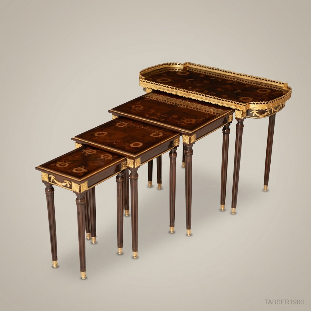 Brown Nesting Serving Table Set - Model 5