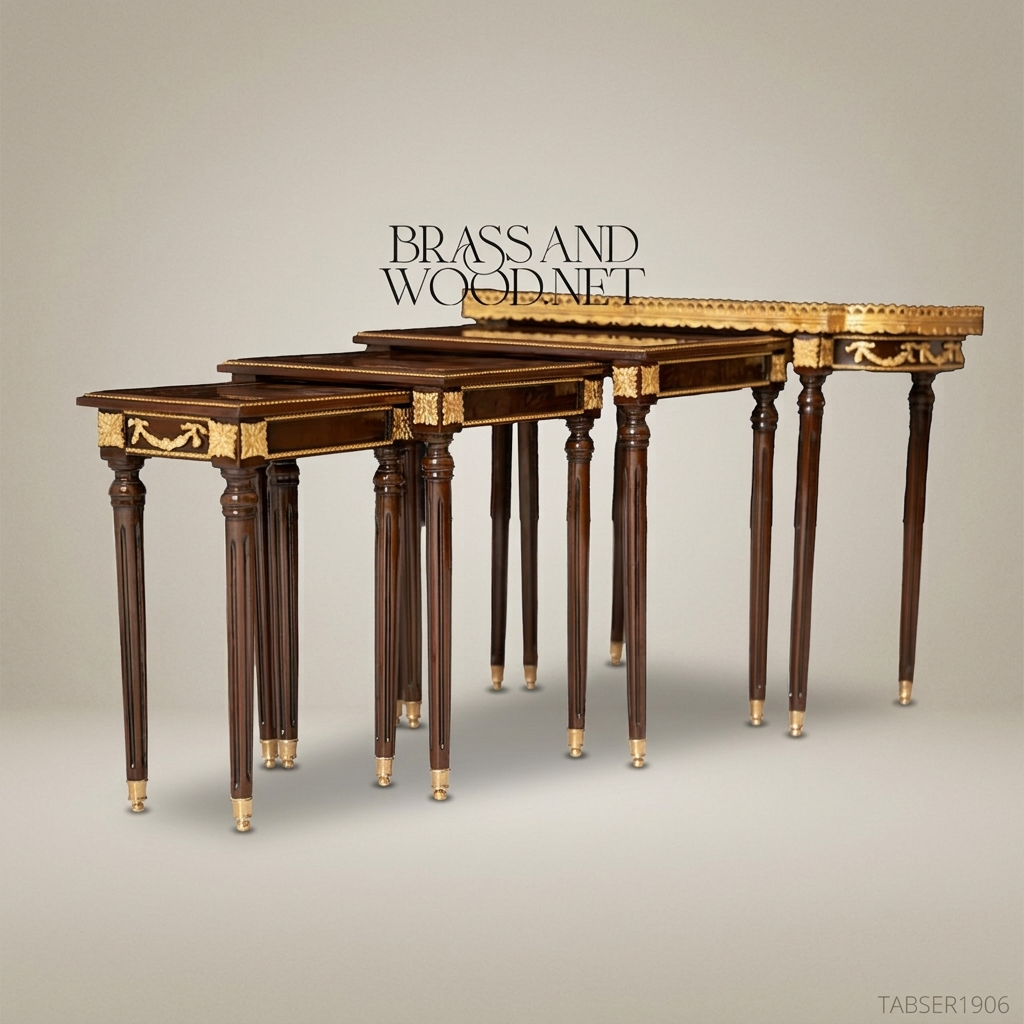 Brown Nesting Serving Table Set - Model 5