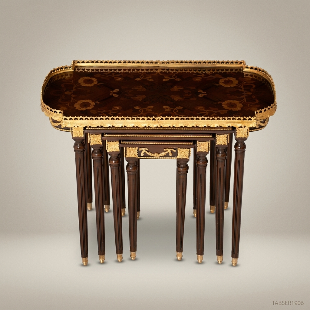 Brown Nesting Serving Table Set - Model 5