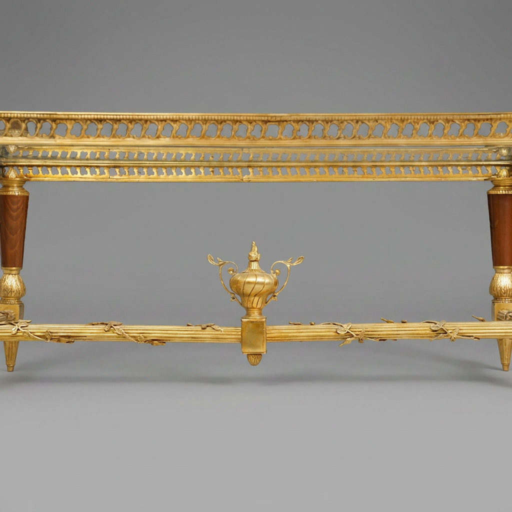 Glass-Top Brass Coffee & Corner Table Set