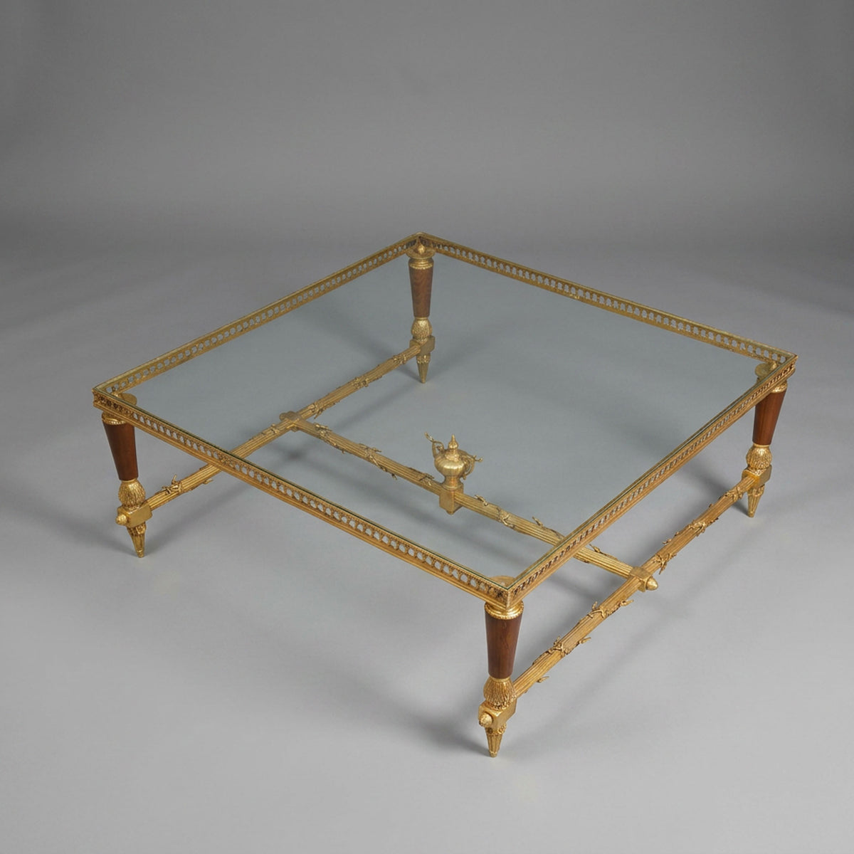 Glass-Top Brass Coffee & Corner Table Set