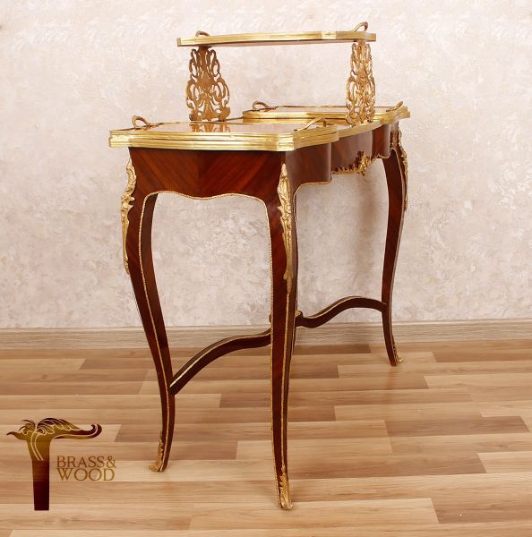 Louis XV Tea Trolley | Mahogany & Gilt Bronze Rococo Service Table