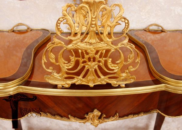 Louis XV Tea Trolley | Mahogany & Gilt Bronze Rococo Service Table