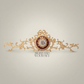 Rococo Brass Wall Pediment with Porcelain Medallion — Acanthus Scroll Cresting