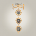 Neoclassical Brass Triple Medallion Wall Hanging with Floral Art Panels & Ribbon Swag Crown