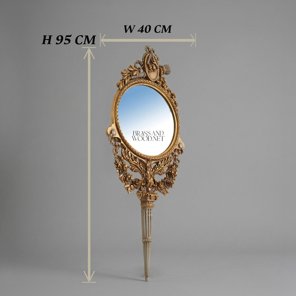 French Ribbon-Crest Wall Mirror with Carved Laurel Torch