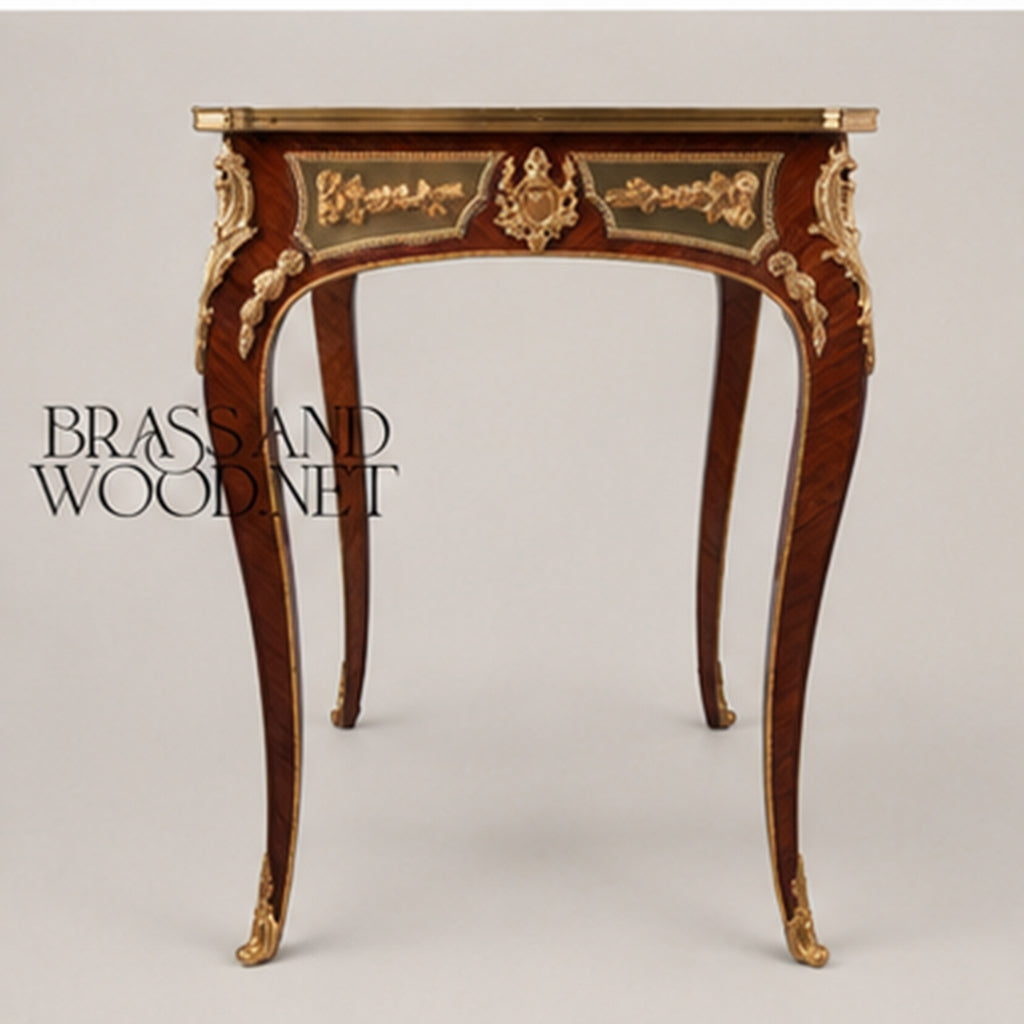 Louis XV Sunburst Marquetry & Porcelain Table Set