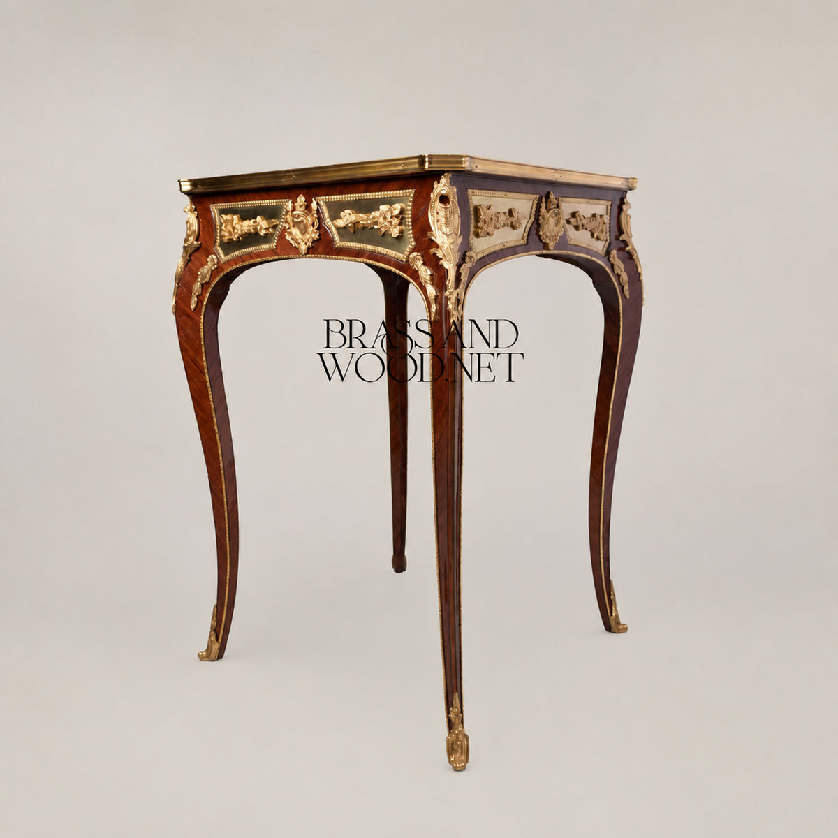 Louis XV Sunburst Marquetry & Porcelain Table Set