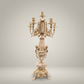 Neoclassical Five-Arm Candelabra with Marble Column & Ornate Brass Base - Antique Gold