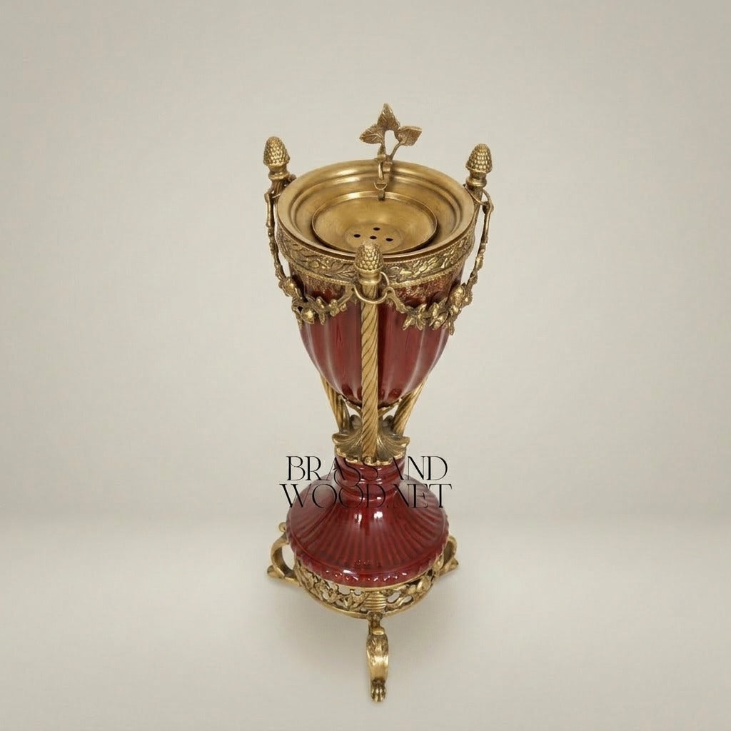 Empire Urn Incense Burner with Gilt Ormolu Mounts & Scrolled Tripod Base — Antique Gold