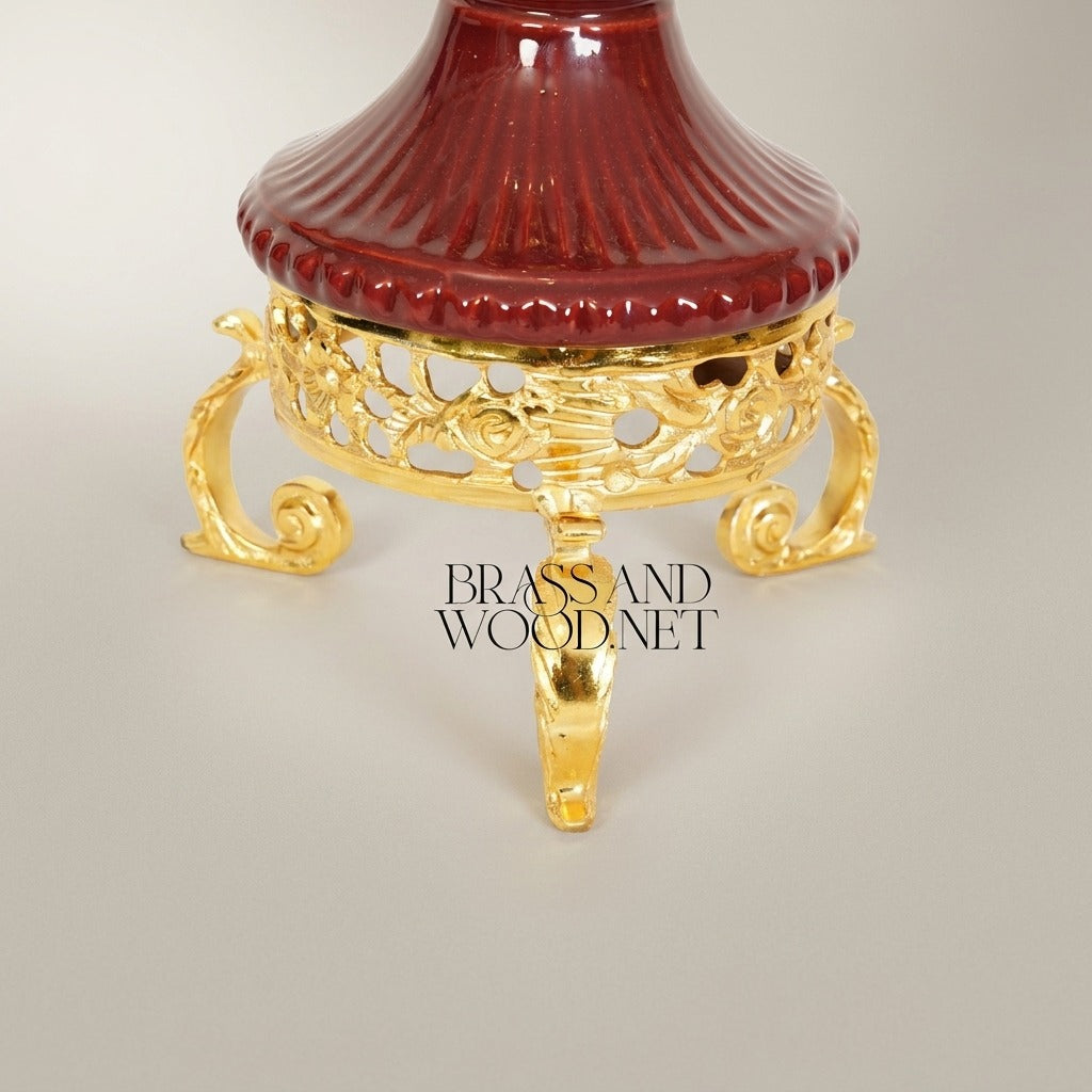 Empire Urn Incense Burner with Gilt Ormolu Mounts & Scrolled Tripod Base — Gold
