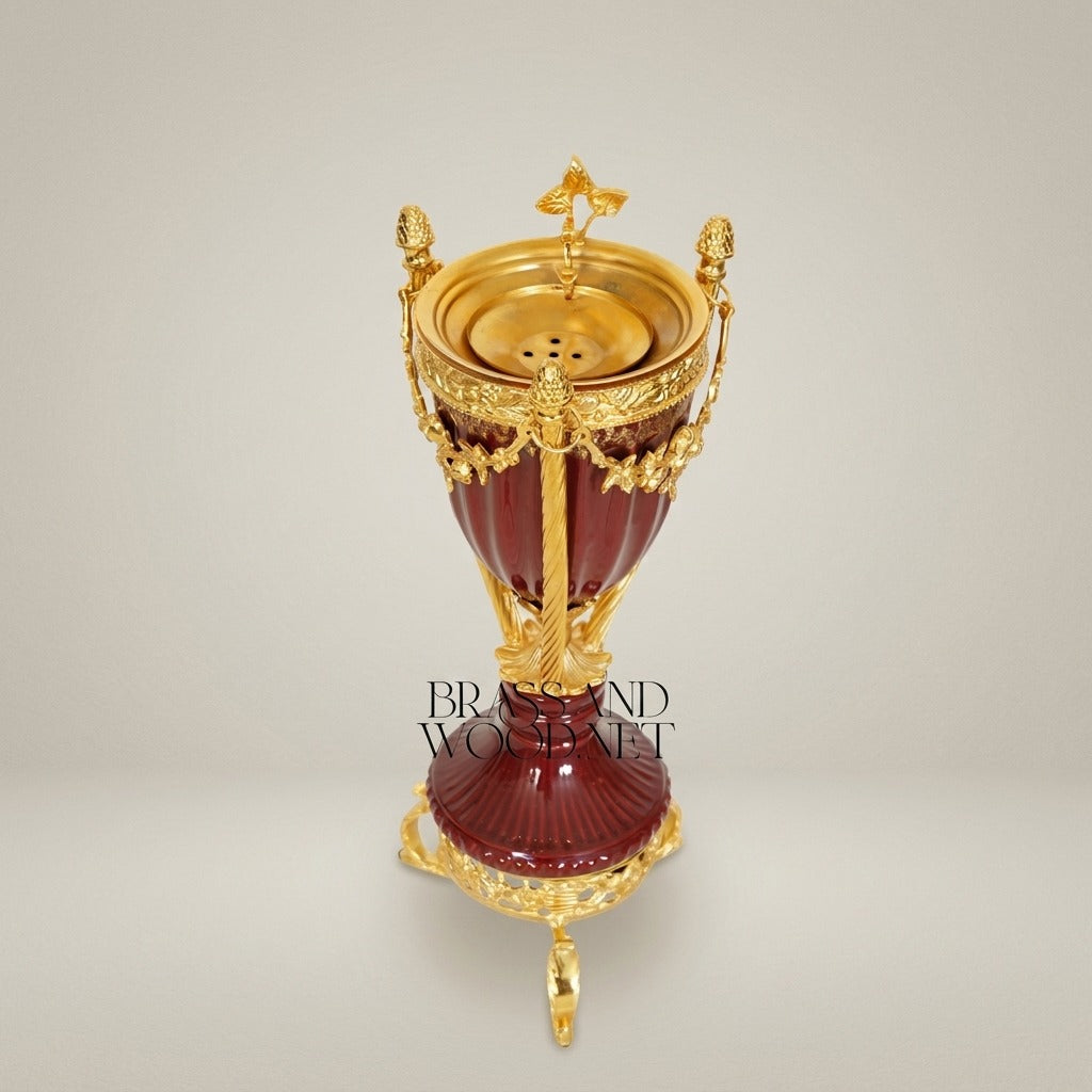 Empire Urn Incense Burner with Gilt Ormolu Mounts & Scrolled Tripod Base — Gold