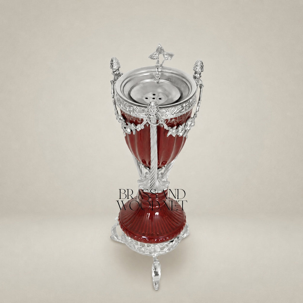 Empire Urn Incense Burner with Gilt Ormolu Mounts & Scrolled Tripod Base — Silver