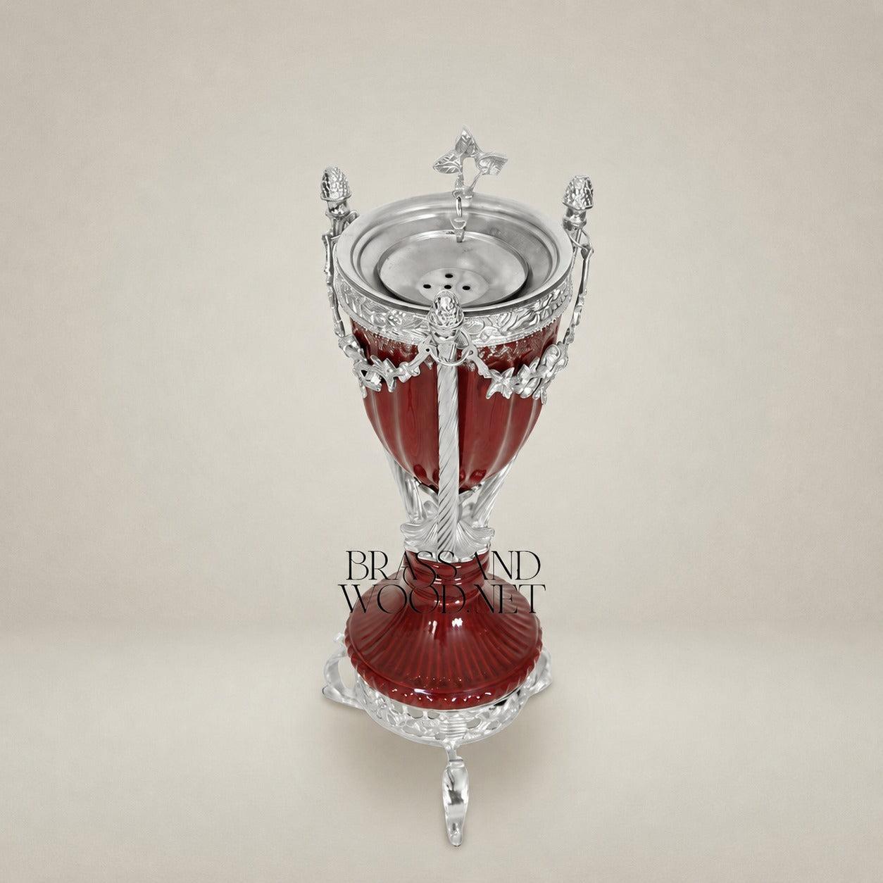 Empire Urn Incense Burner with Gilt Ormolu Mounts & Scrolled Tripod Base — Silver