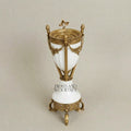 Neoclassical Ceramic & Brass Urn Incense Burner — Garland & Tripod — Antique Gold