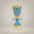 Neoclassical Turquoise Ceramic Incense Burner with Gilt Brass Urn & Tripod Stand — Gold