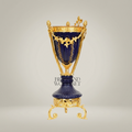 Neoclassical Navy Blue Ceramic Urn Incense Burner - Gilt Brass Swag & Tripod Stand — Gold