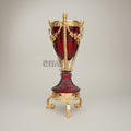 Neoclassical Ruby Glass Urn Incense Burner with Gilt Brass Mounts & Pinecone Finials — Gold