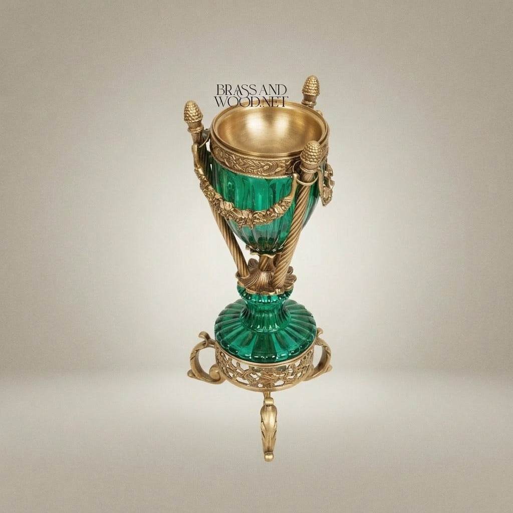 Neoclassical Crystal Urn Incense Burner with Gilt Brass Garland Mounts — Antique Gold