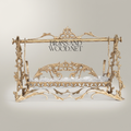 Rococo Brass Swing-Frame Decorative Stand with Crystal Tray - Openwork Acanthus & Floral Arch - Antique