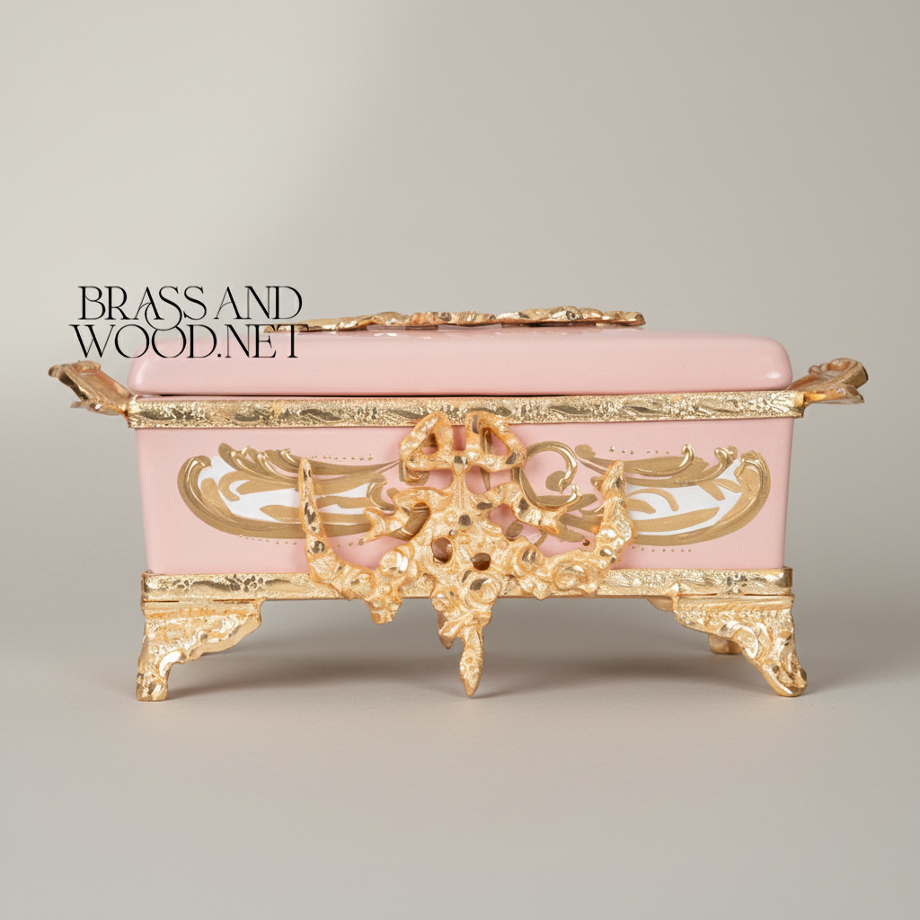 Rococo Tissue Box Holder with Acanthus Scrollwork & Cartouche Motif on Cabriole Feet — Gold