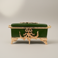 Rococo Brass & Ceramic Tissue Box Holder with Acanthus Scrollwork Frame — Gold