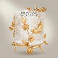 Rococo Cut-Crystal Tissue Box with Brass Floral Branch & Bird Sculpture — Gold