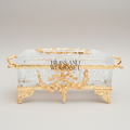 Rococo Crystal & Metal Tissue Box - Floral Swag & Scroll Frame — Gold