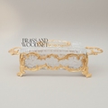 Rococo Crystal & Brass Tissue Box Holder with Scrolled Acanthus Frame — Gold