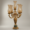 Empire Neoclassical Six-Arm Candelabra with Green Marble Base and Acanthus Scroll Arms