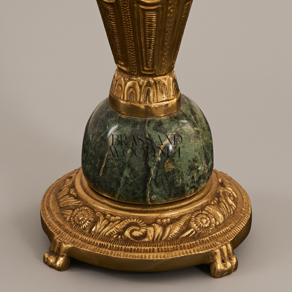 Empire Neoclassical Six-Arm Candelabra with Green Marble Base and Acanthus Scroll Arms