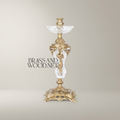 Rococo Crystal & Brass Single-Arm Candlestick with Acanthus Scrollwork Base - Antique Gold