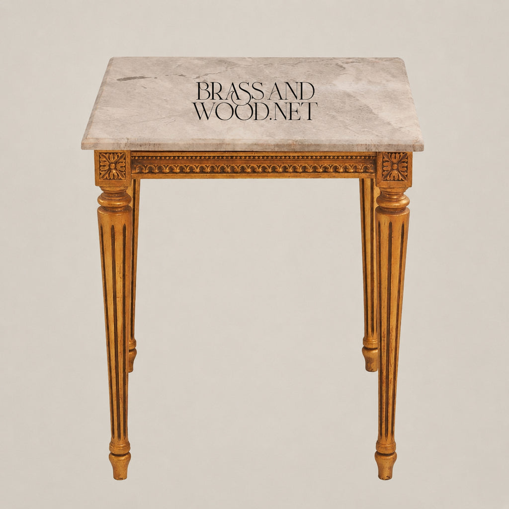 Louis XVI Gold Leaf & Marble Coffee and Corner Table Set