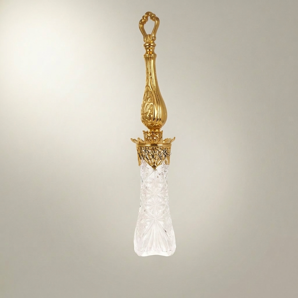 Baroque Arabesque Brass & Crystal Bell – Baluster Handle with Cut Crystal
