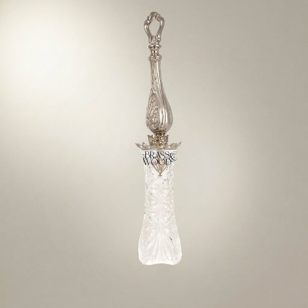 Baroque Arabesque Brass & Crystal Bell – Baluster Handle with Cut Crystal — Silver
