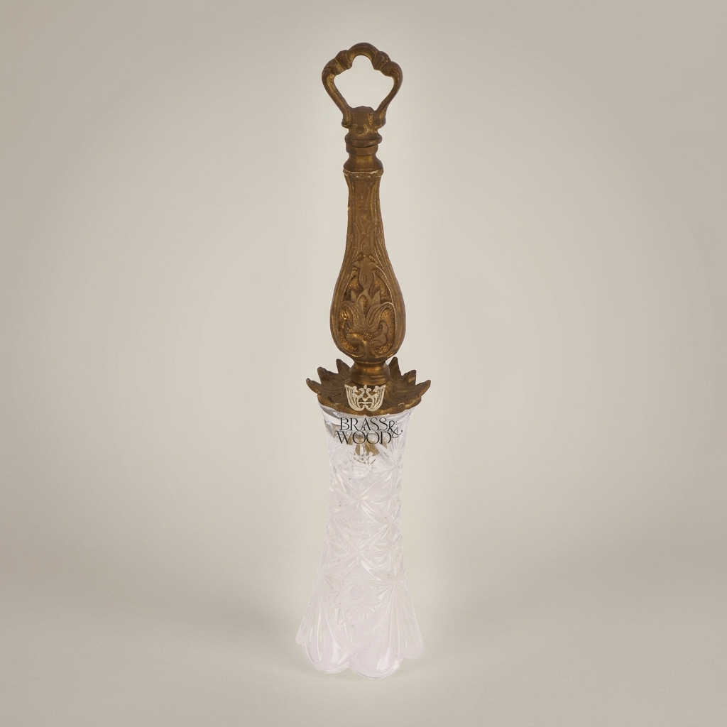 Baroque Arabesque Brass & Crystal Bell – Baluster Handle with Cut Crystal — Antique Gold