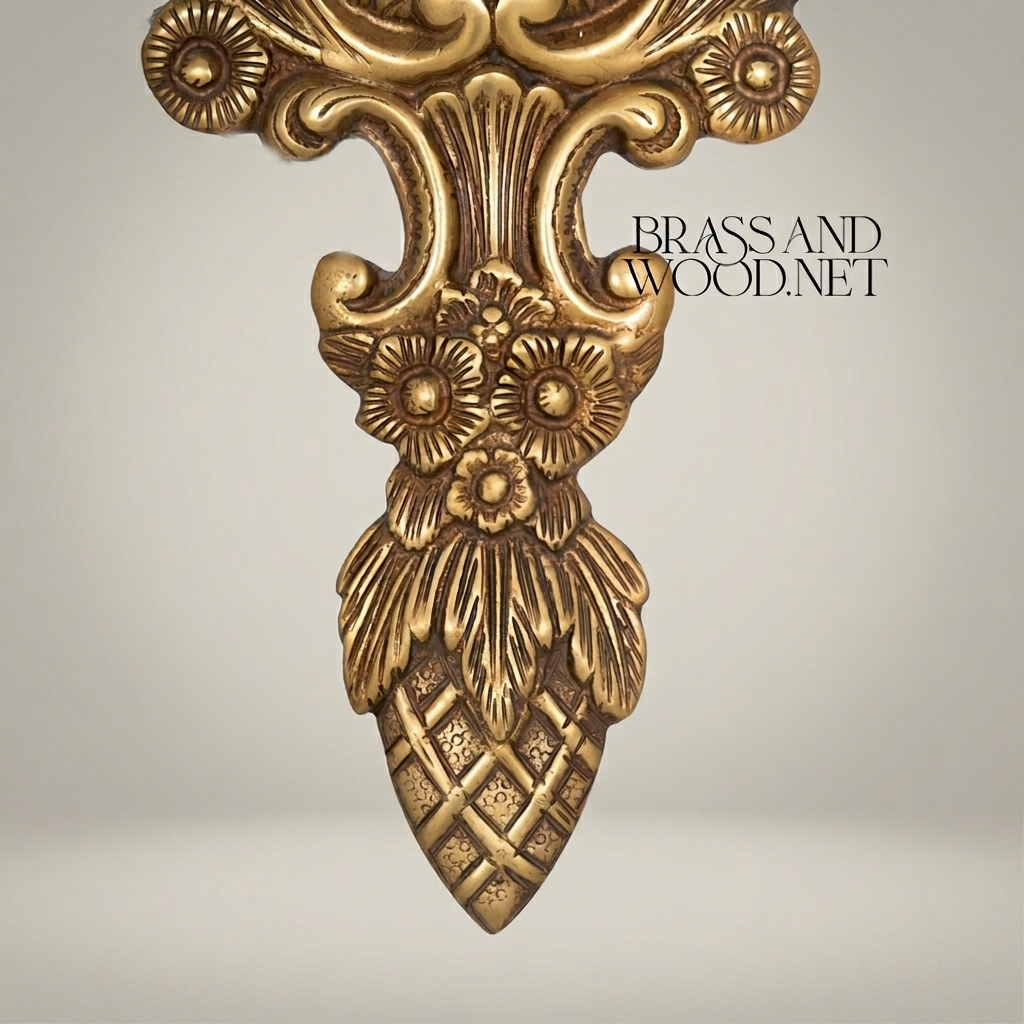 Baroque Brass 3-Arm Wall Sconce with Acanthus & Floral Crest