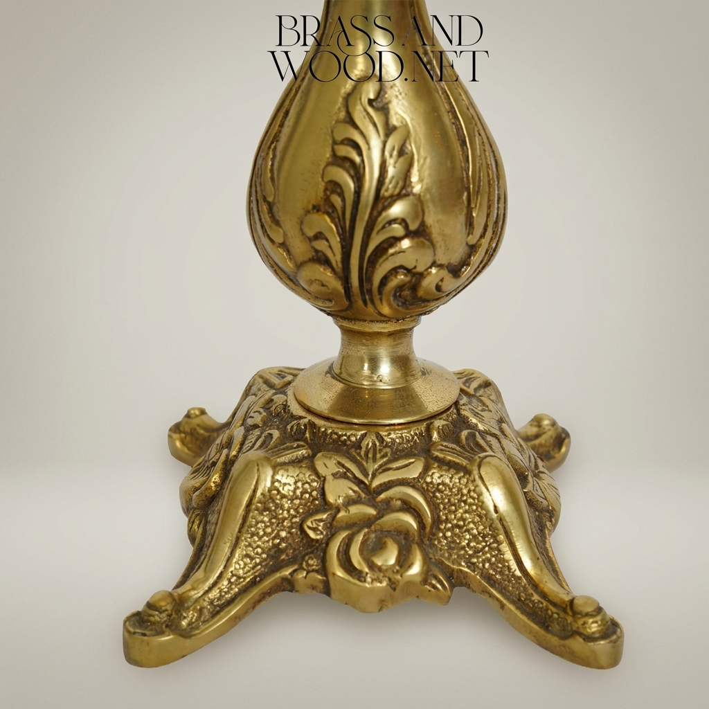 Baroque Brass 5-Arm Candelabra with Dragon Serpent Arms & Acanthus Base — Antique Gold
