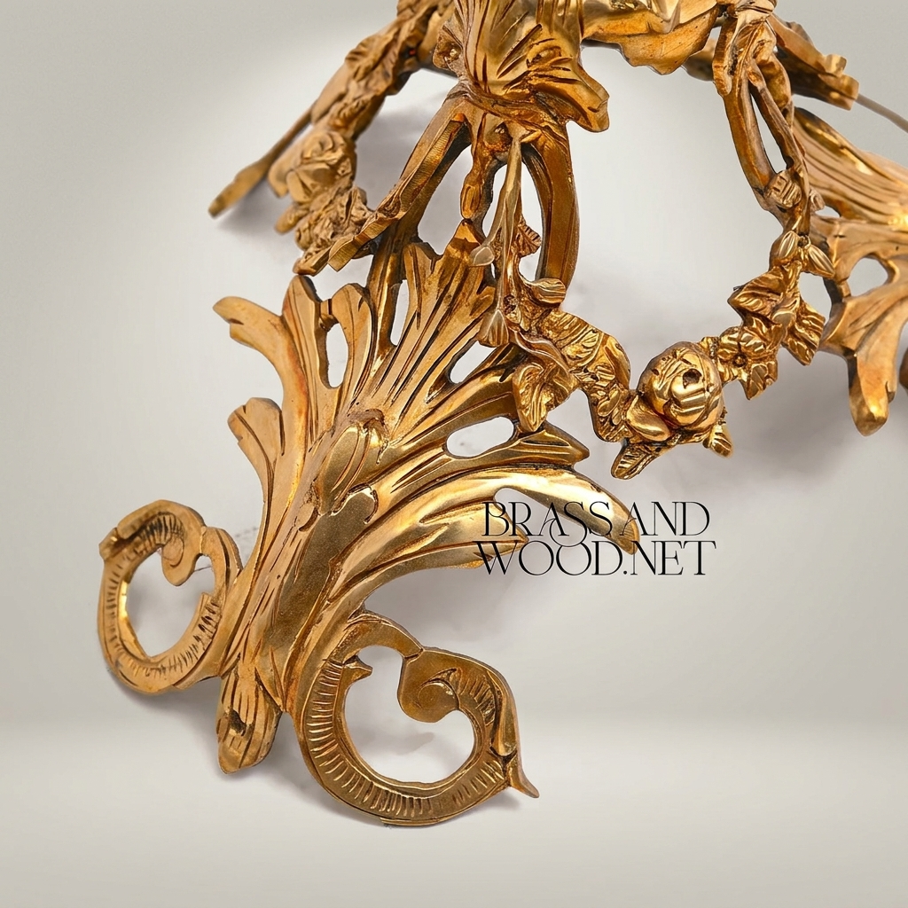 Baroque Brass Candelabra Table Lamp - 5-Arm Crystal Drops & Fabric Shades — Antique Gold