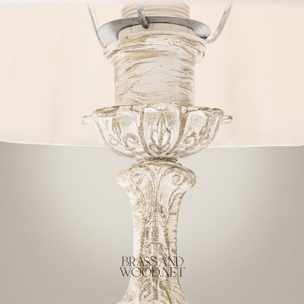 Baroque Brass & Ceramic Table Lamp - Ornate Twisted Sphere Column — Silver