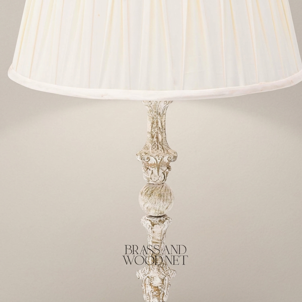 Baroque Brass & Ceramic Table Lamp - Ornate Twisted Sphere Column — Silver