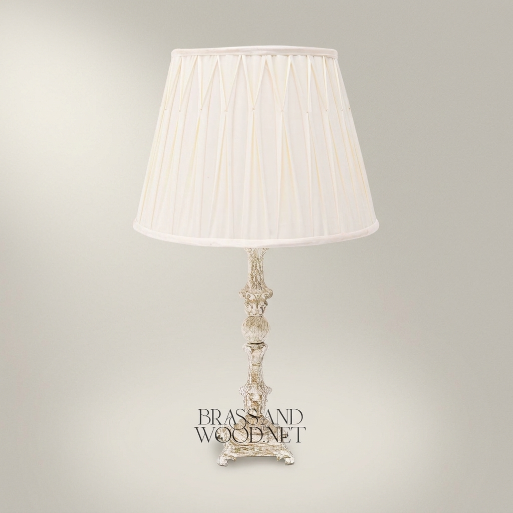 Baroque Brass & Ceramic Table Lamp - Ornate Twisted Sphere Column — Silver