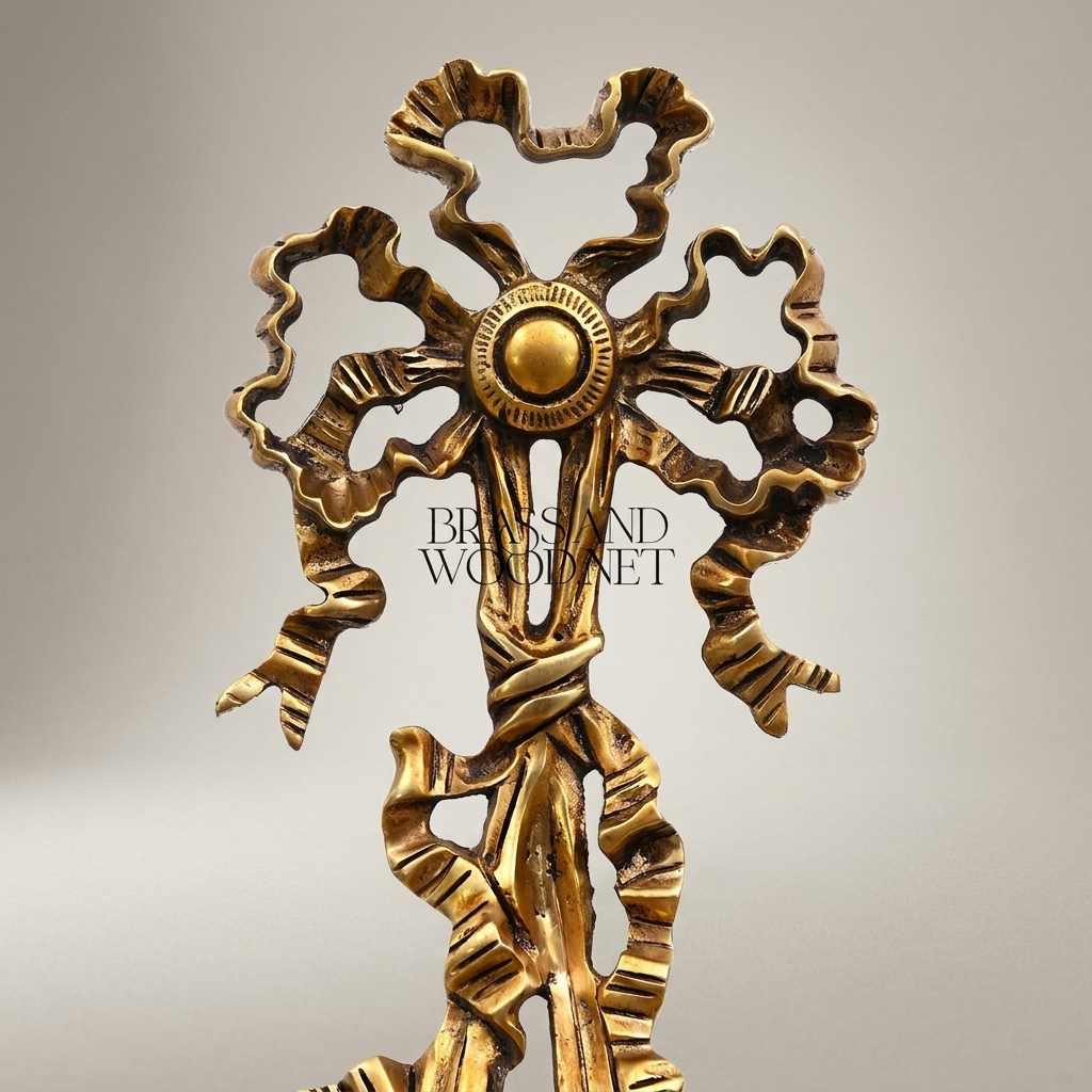 Baroque Brass Cherub Wall Sconce with Crystal Pendants