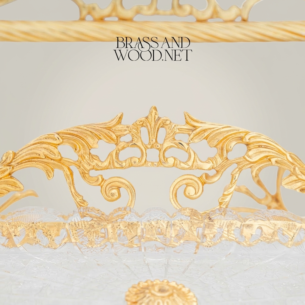 Baroque Brass Chocolate & Bonbon Tray with Swing Handle Arch — Gold