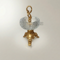 Baroque Brass & Crystal Ashtray with Trifoil Scrolled Stand and Swan-Neck Handle — Gold