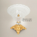 Baroque Brass & Crystal Compote Vase - Acanthus-Carved Footed Pedestal — Gold