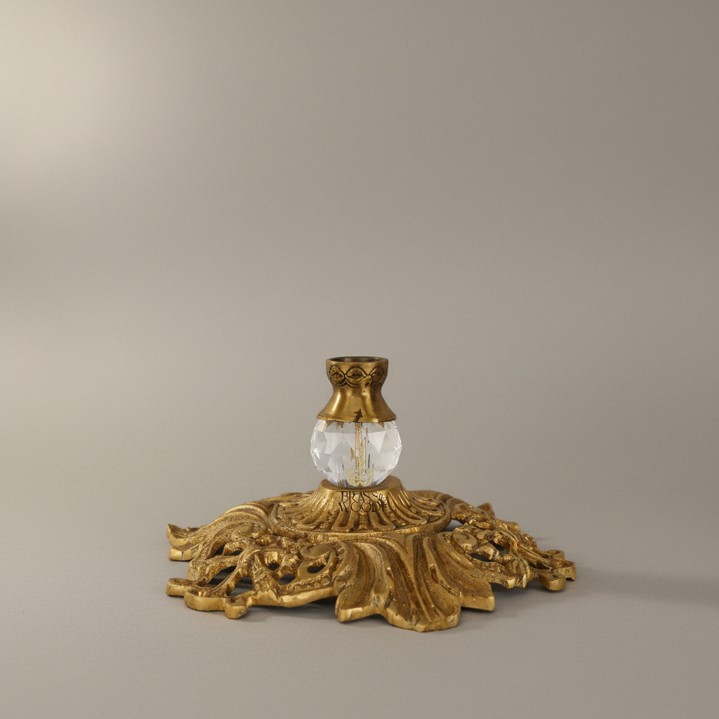 Baroque Brass & Crystal Three-Tier Sweetmeat Stand with Ornate Floral Frame