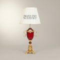 Baroque Brass & Crystal Urn Table Lamp - Scrolled Handles & Pleated Shade — Gold